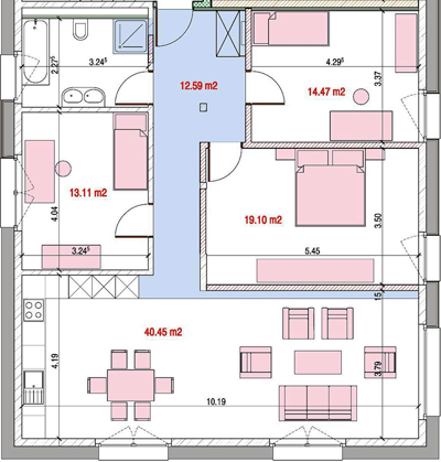Appartement de 4 ½ pièces - 2e étage - Sud